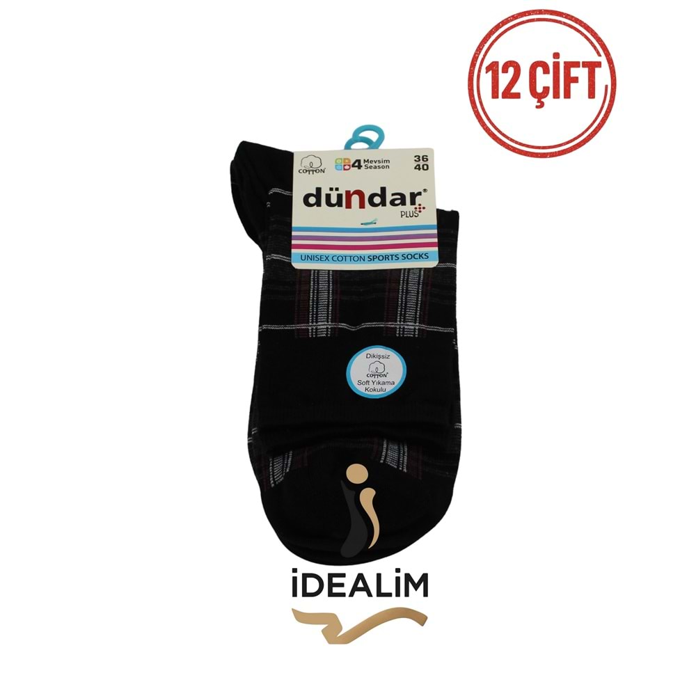 DÜNDAR PLUS 12Lİ COTTON UNISEX SPORTS ÇORAP - DÜNDAR - COTTON - ASORTİ - 36-40