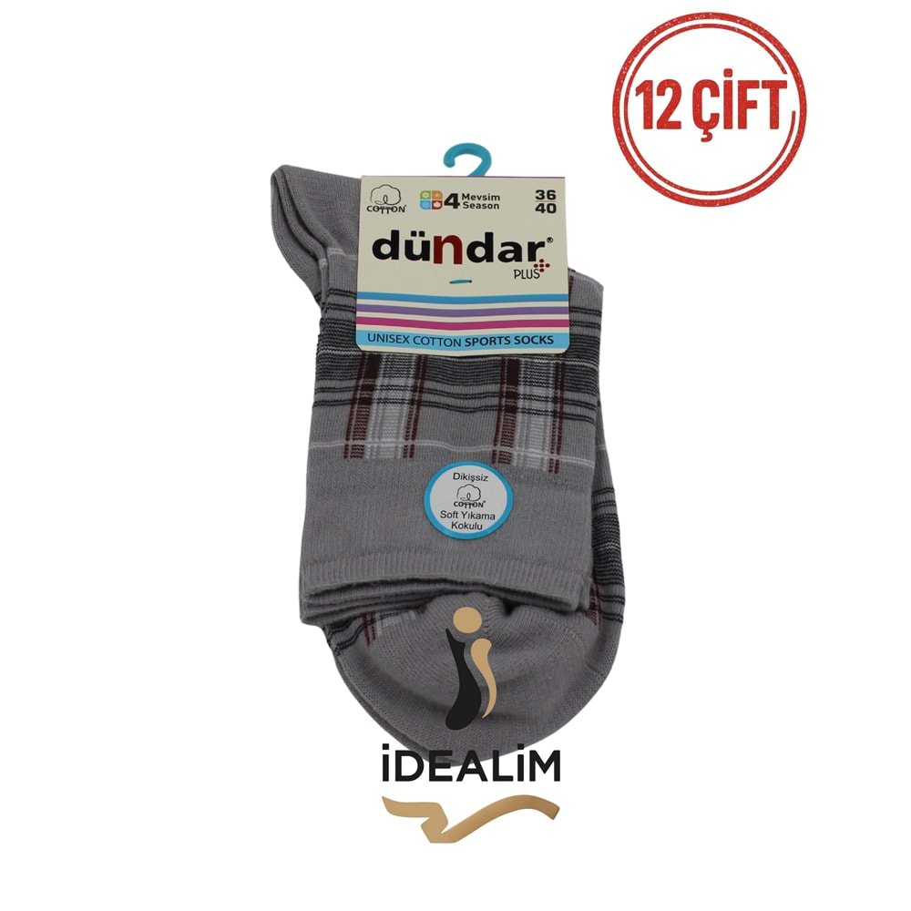 DÜNDAR PLUS 12Lİ COTTON UNISEX SPORTS ÇORAP - DÜNDAR - COTTON - ASORTİ - 36-40