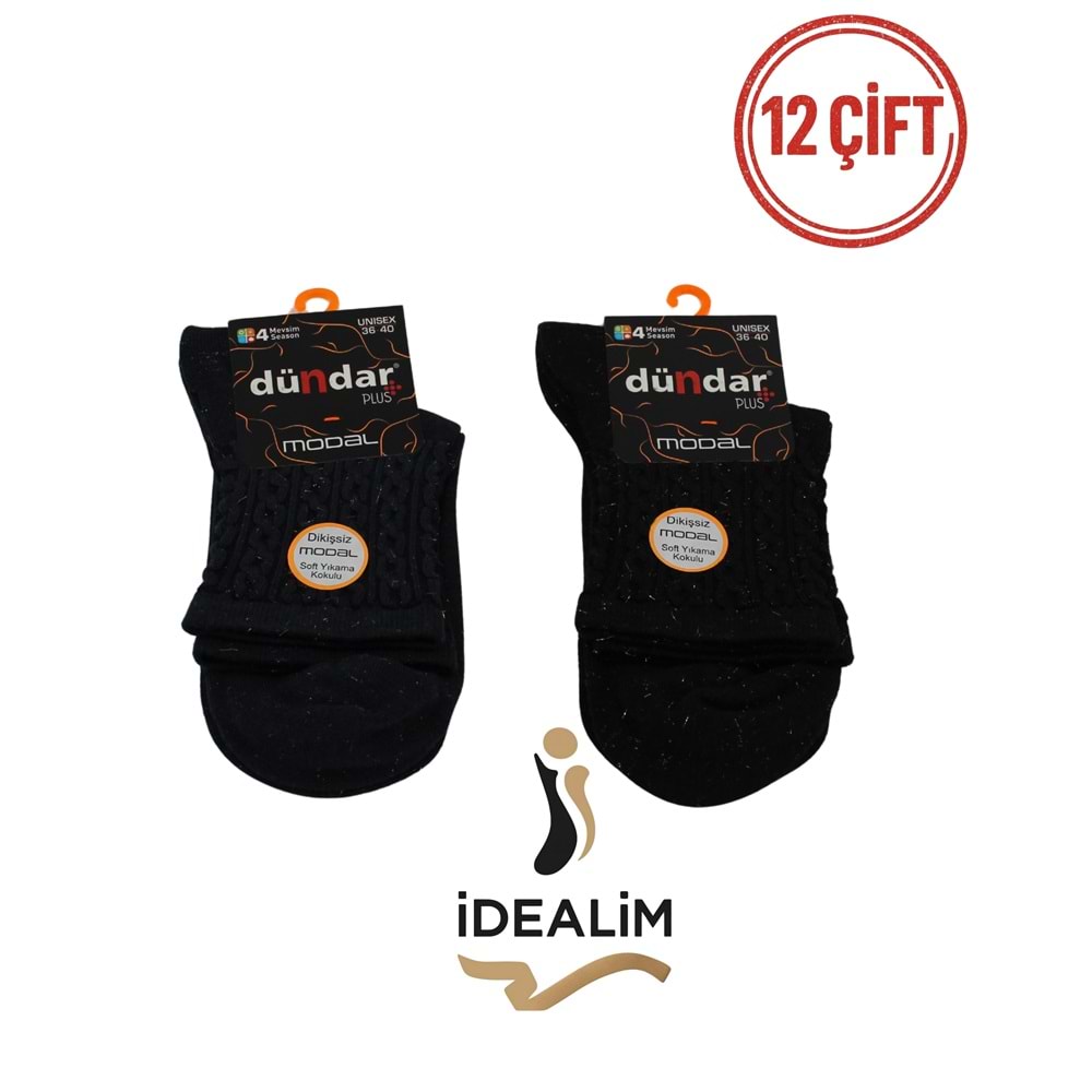 DÜNDAR PLUS 12Lİ KADIN MODAL SOKET ÇORAP - DÜNDAR - MODAL-5725-35-SİMLİ - ASORTİ - 36-40