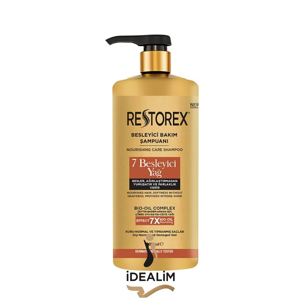 Restorex 900ML Besleyici Bakım Şampuan-7 Besleyici Yağ-(Ağırlaştırmadan Yumuşatır ve Parlaklık Verir)