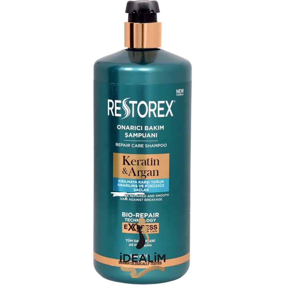 Restorex 900ML Onarıcı Bakım Şampuan Keratin+Argan (Kırılmaya Karşı Yoğun Onarılmış ve Pürüzsüz Saçlar)