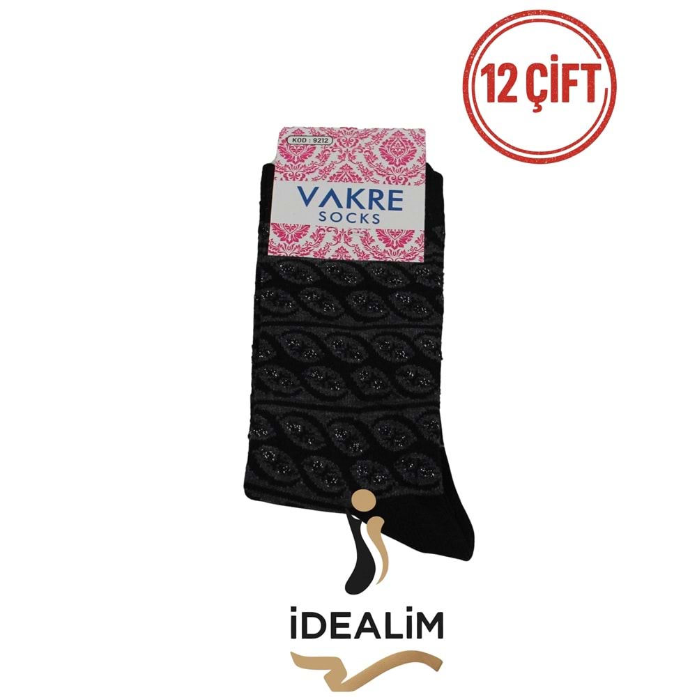 VAKRE 12Lİ BAYAN SOKET ÇORAP - COTTON-B-HALKA DESEN - ASORTİ - 36-40