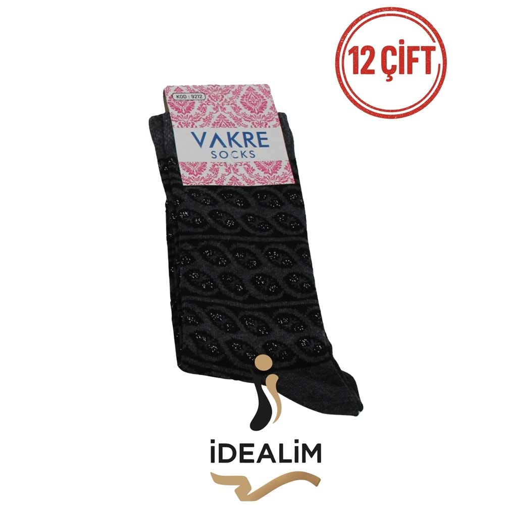 VAKRE 12Lİ BAYAN SOKET ÇORAP - COTTON-B-HALKA DESEN - ASORTİ - 36-40