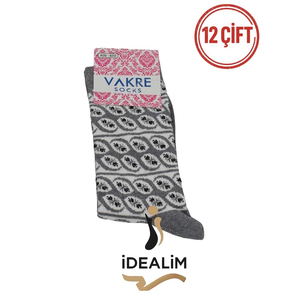 VAKRE 12Lİ BAYAN SOKET ÇORAP - COTTON-B-HALKA DESEN - ASORTİ - 36-40