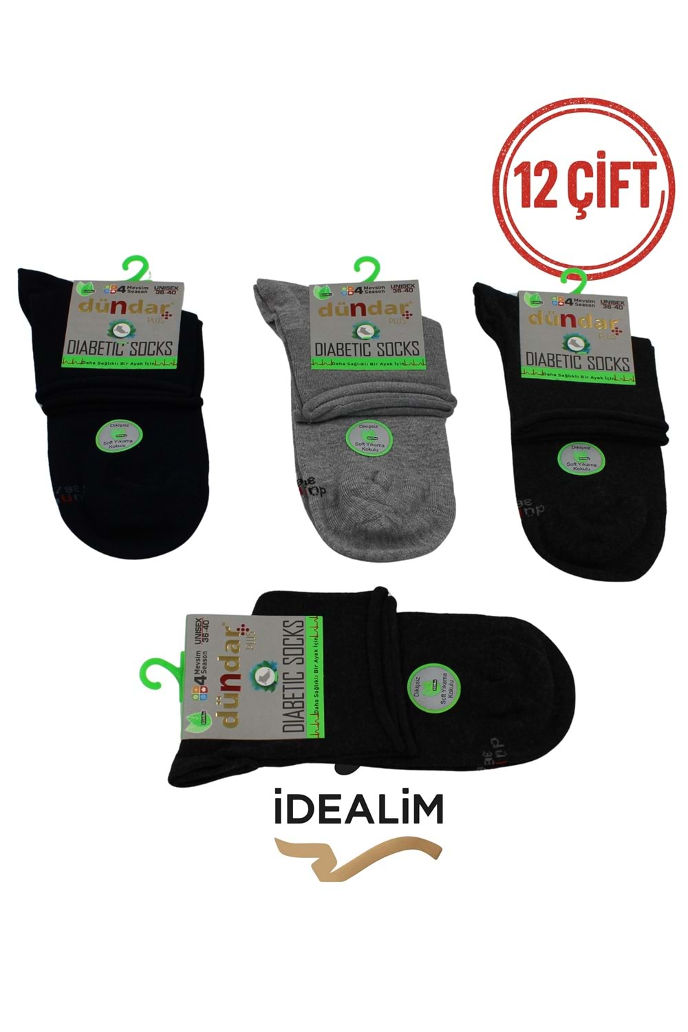 DÜNDAR 12Lİ UNISEX BAMBU KONÇ DİYABETİK - DÜNDAR - BAMBU-DİYABET - K.ASORTİ - 36-40