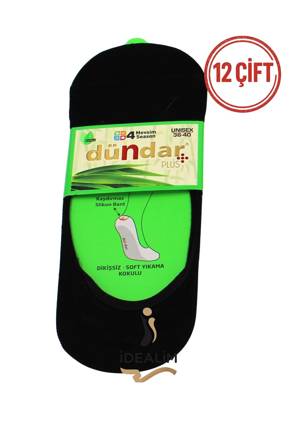 DÜNDAR 12Lİ UNISEX BAMBU BABET ÇORAP - BAMBU - ASORTİ - 36-40