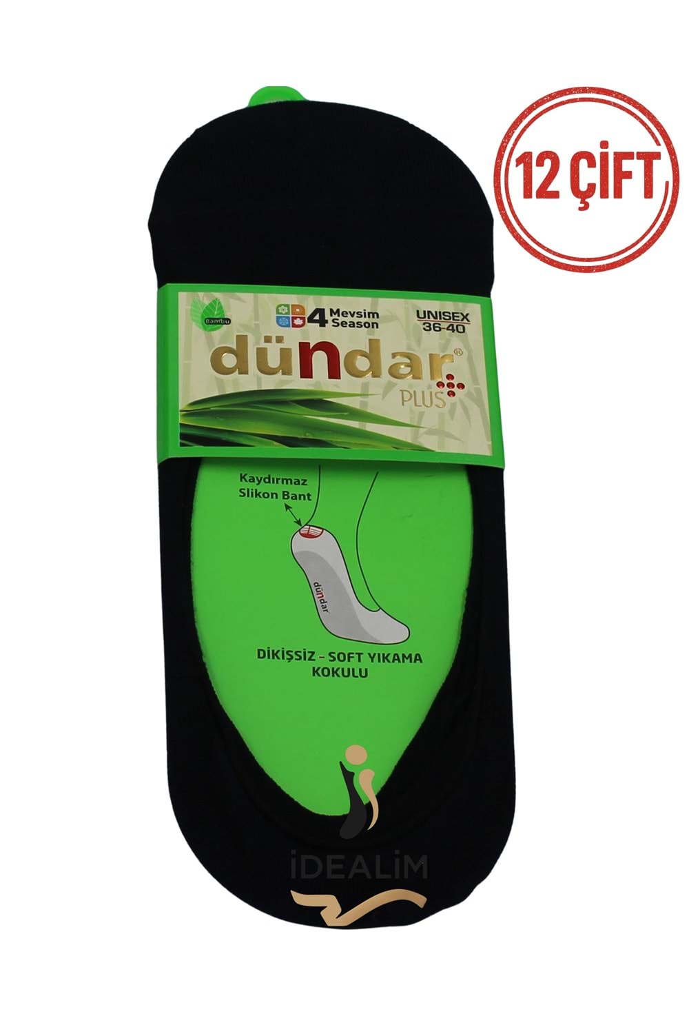 DÜNDAR 12Lİ UNISEX BAMBU BABET ÇORAP - BAMBU - ASORTİ - 36-40
