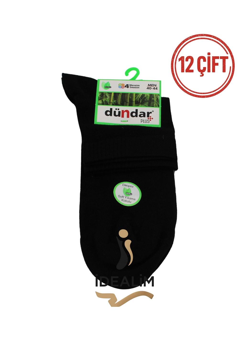 DÜNDAR PLUS 12Lİ ERKEK BAMBU KONÇ PATİK ÇORAP - DÜNDAR - BAMBU - SİYAH - 40-44