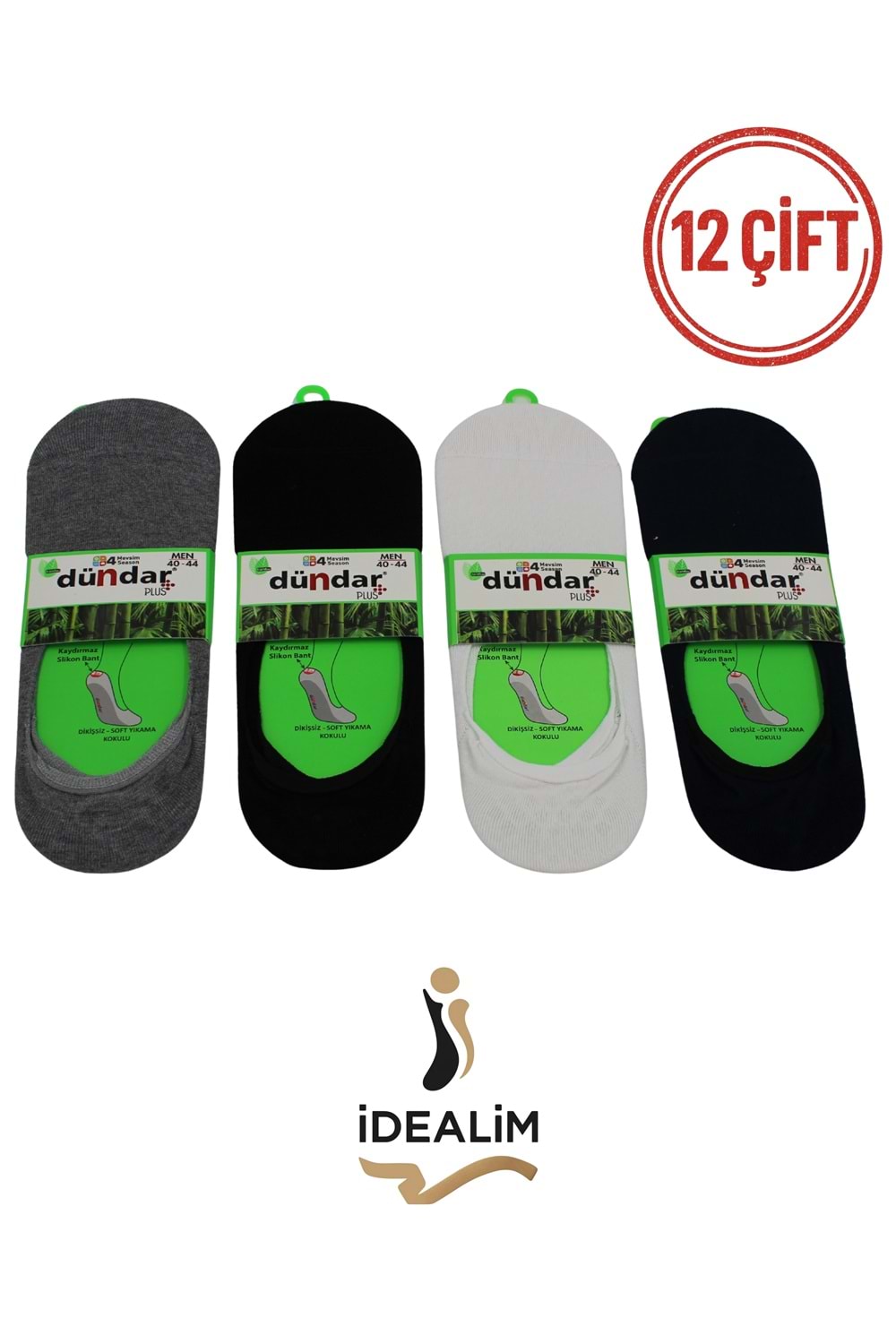 DÜNDAR PLUS 12Lİ ERKEK BAMBU BABET ÇORAP - BAMBU - ASORTİ - 40-44