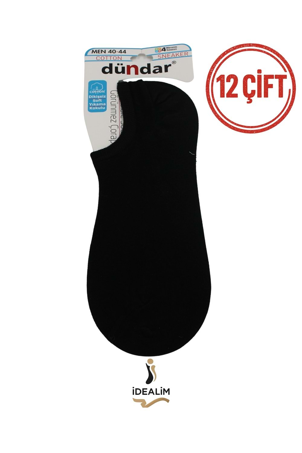 DÜNDAR PLUS 12Lİ ERKEK COTTON SNEAKER - COTTON - 5558-SİYAH-40-44