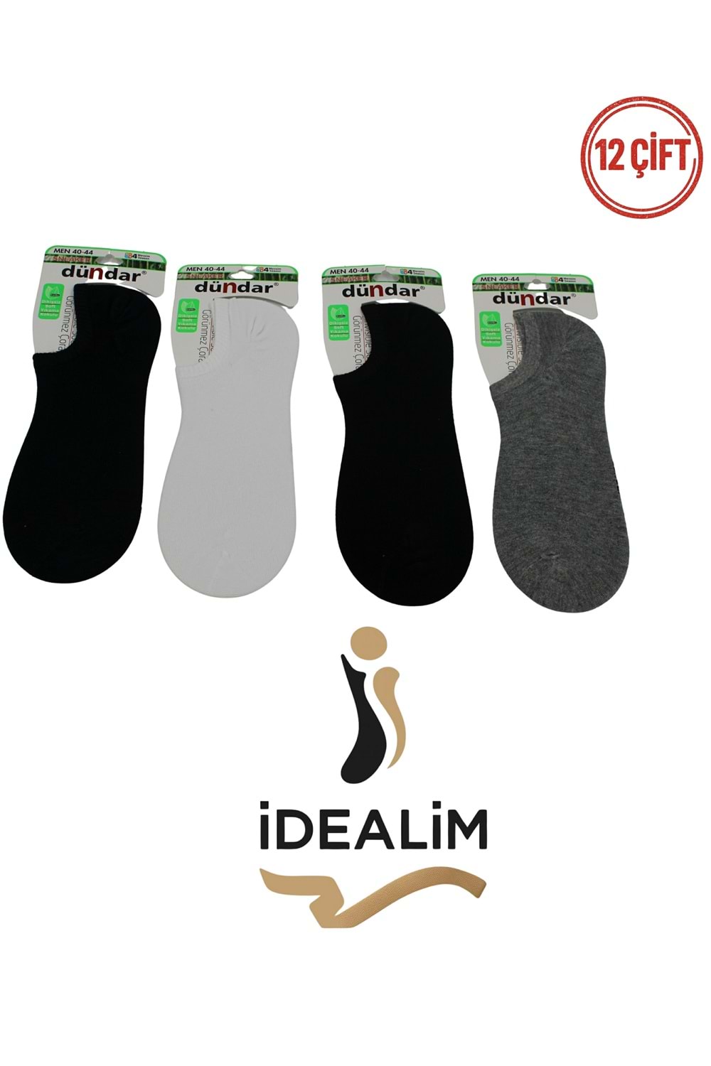 DÜNDAR PLUS 12Lİ ERKEK SNEAKERS ÇORAP - BAMBU - 6883-ASORTİ-40-44