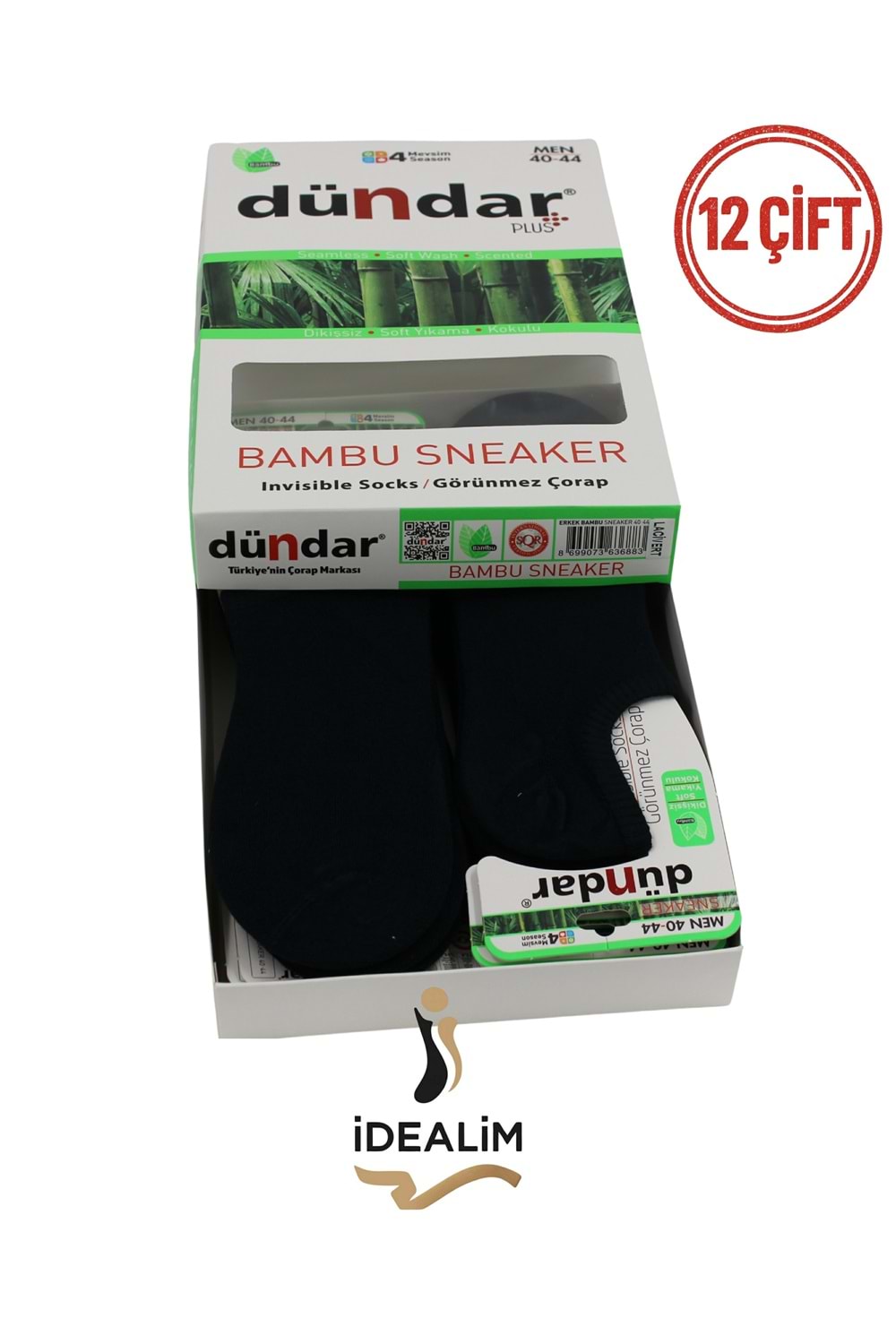 DÜNDAR PLUS 12Lİ ERKEK SNEAKERS ÇORAP - BAMBU - 6883-LACİVERT-40-44