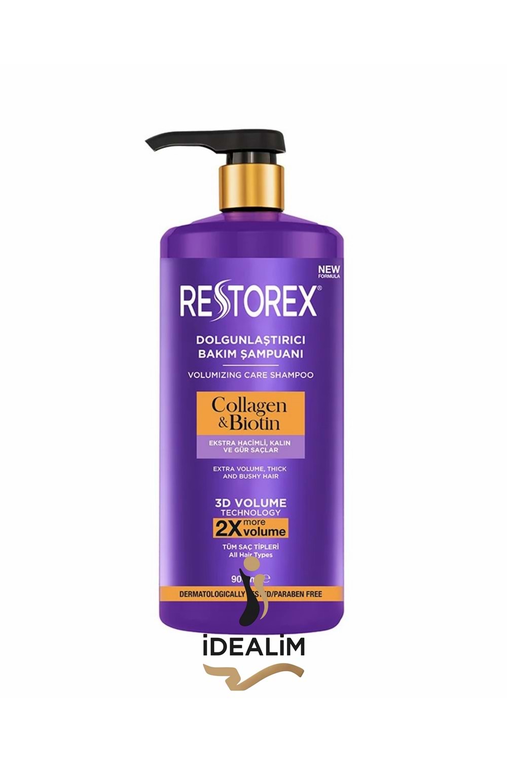 Restorex 900ML Dolgunlaştırıcı Bakım Şampuan Collagen+Biotin (Ekstra Hacimli Kalın ve Gür Saçlar)