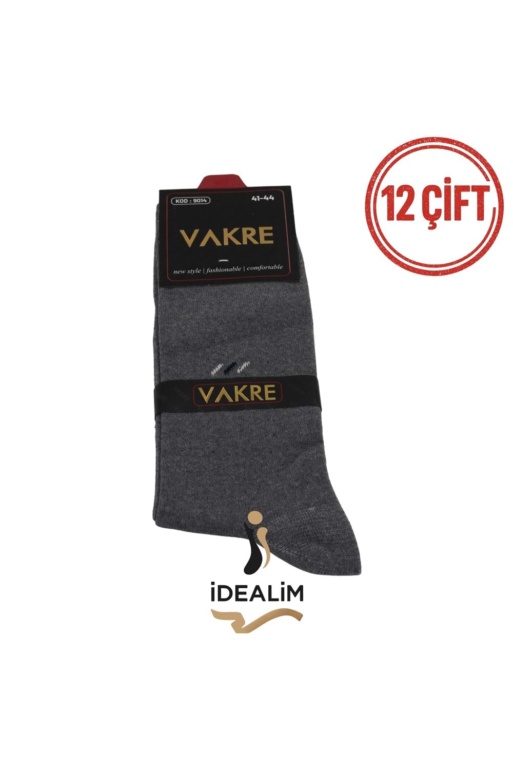 VAKRE 12Lİ ERKEK SOKET ÇORAP - COTTON-1 DESEN - ASORTİ - 40-44