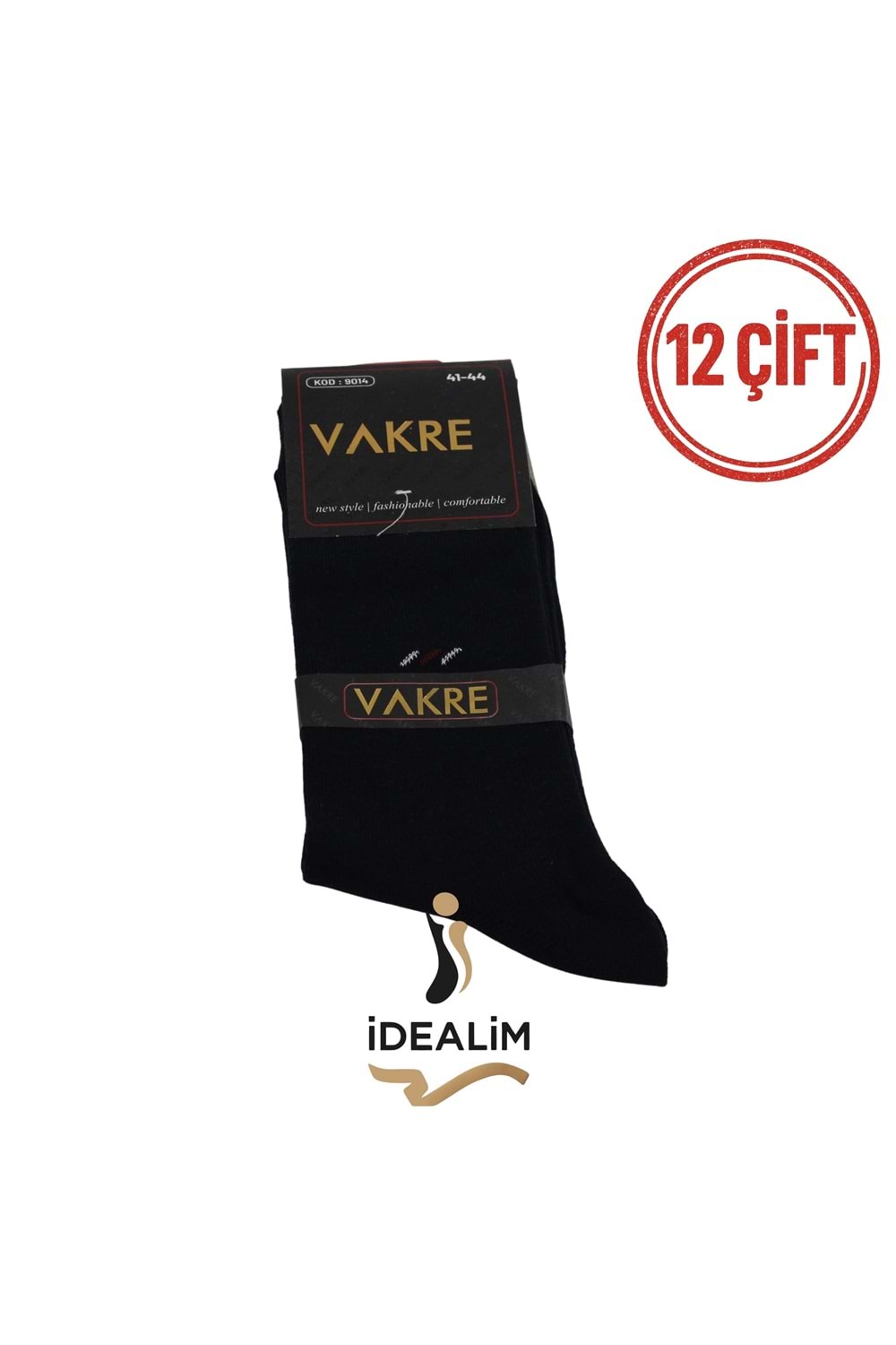 VAKRE 12Lİ ERKEK SOKET ÇORAP - COTTON-1 DESEN - ASORTİ - 40-44