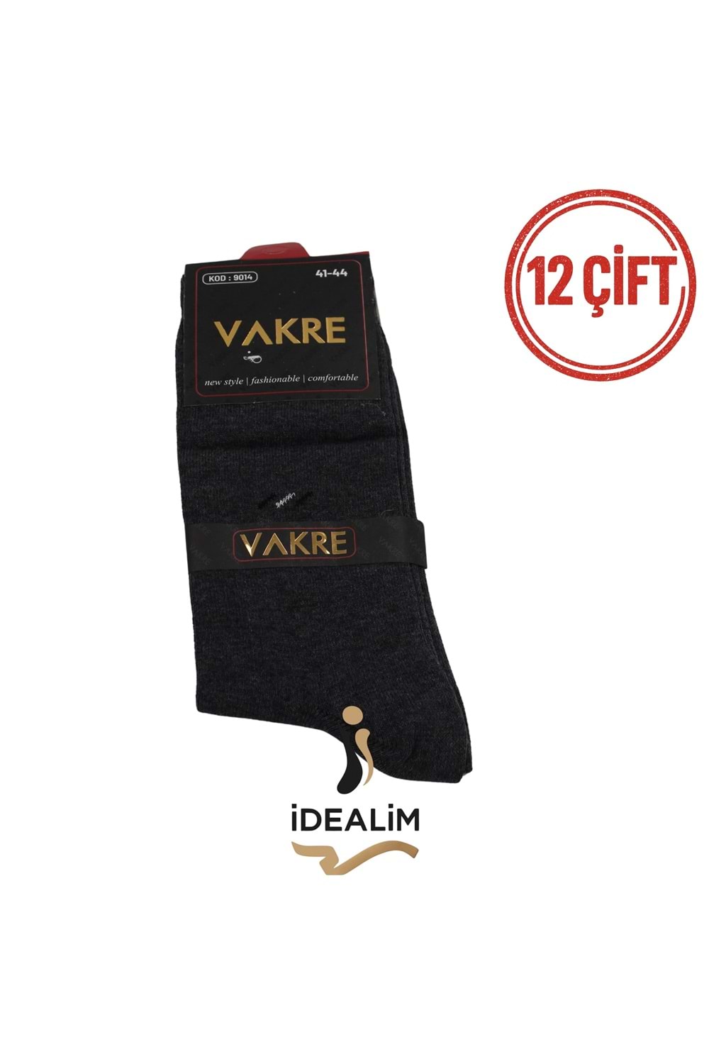 VAKRE 12Lİ ERKEK SOKET ÇORAP - COTTON-1 DESEN - ASORTİ - 40-44