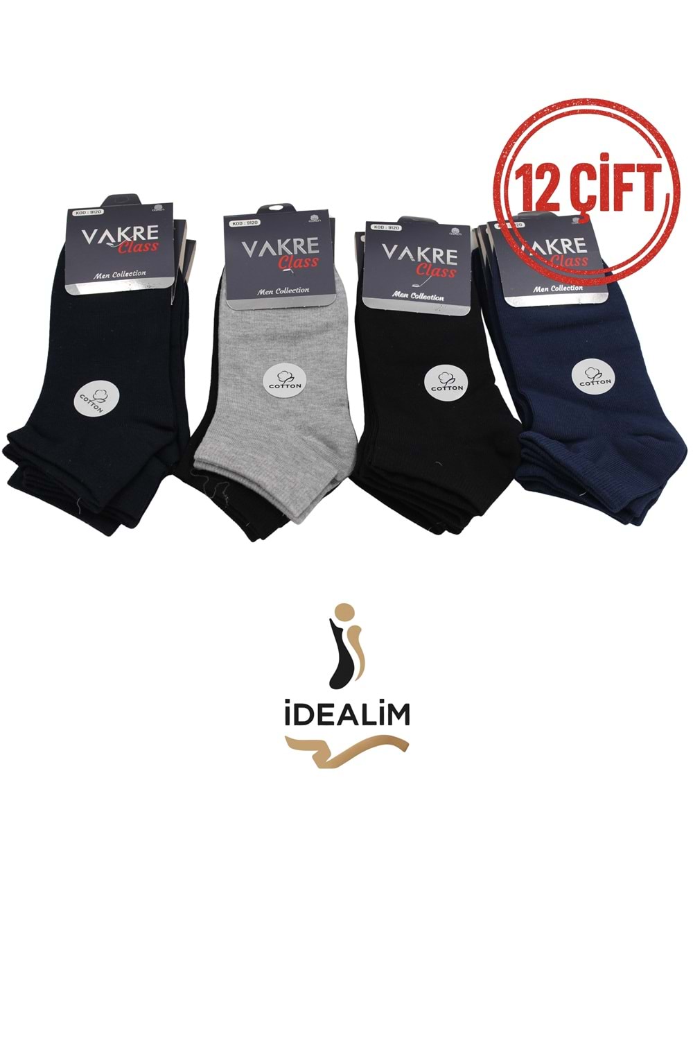 VAKRE 12Lİ ERKEK PENYE PATİK - PENYE PATİK - ASORTİ - 40-44