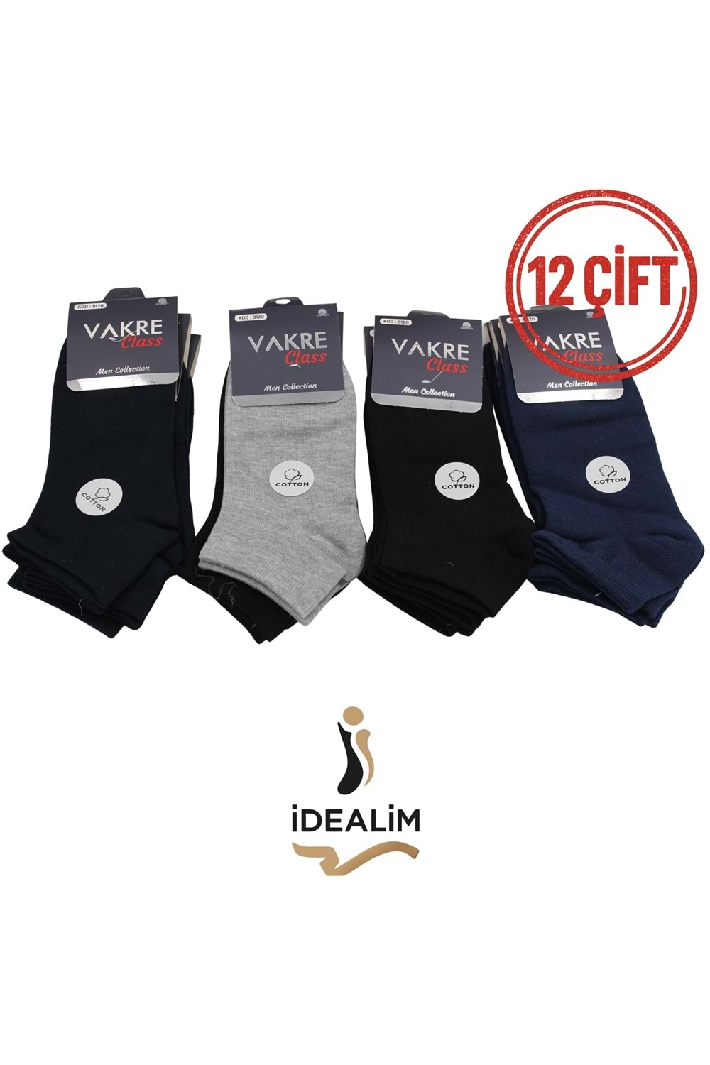 VAKRE 12Lİ ERKEK PENYE PATİK - PENYE PATİK - ASORTİ - 40-44