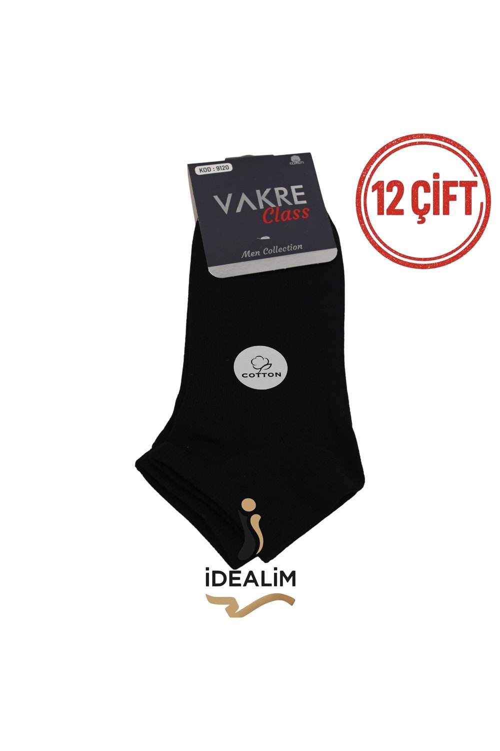 VAKRE 12Lİ ERKEK PENYE PATİK - PENYE PATİK - SİYAH - 40-44