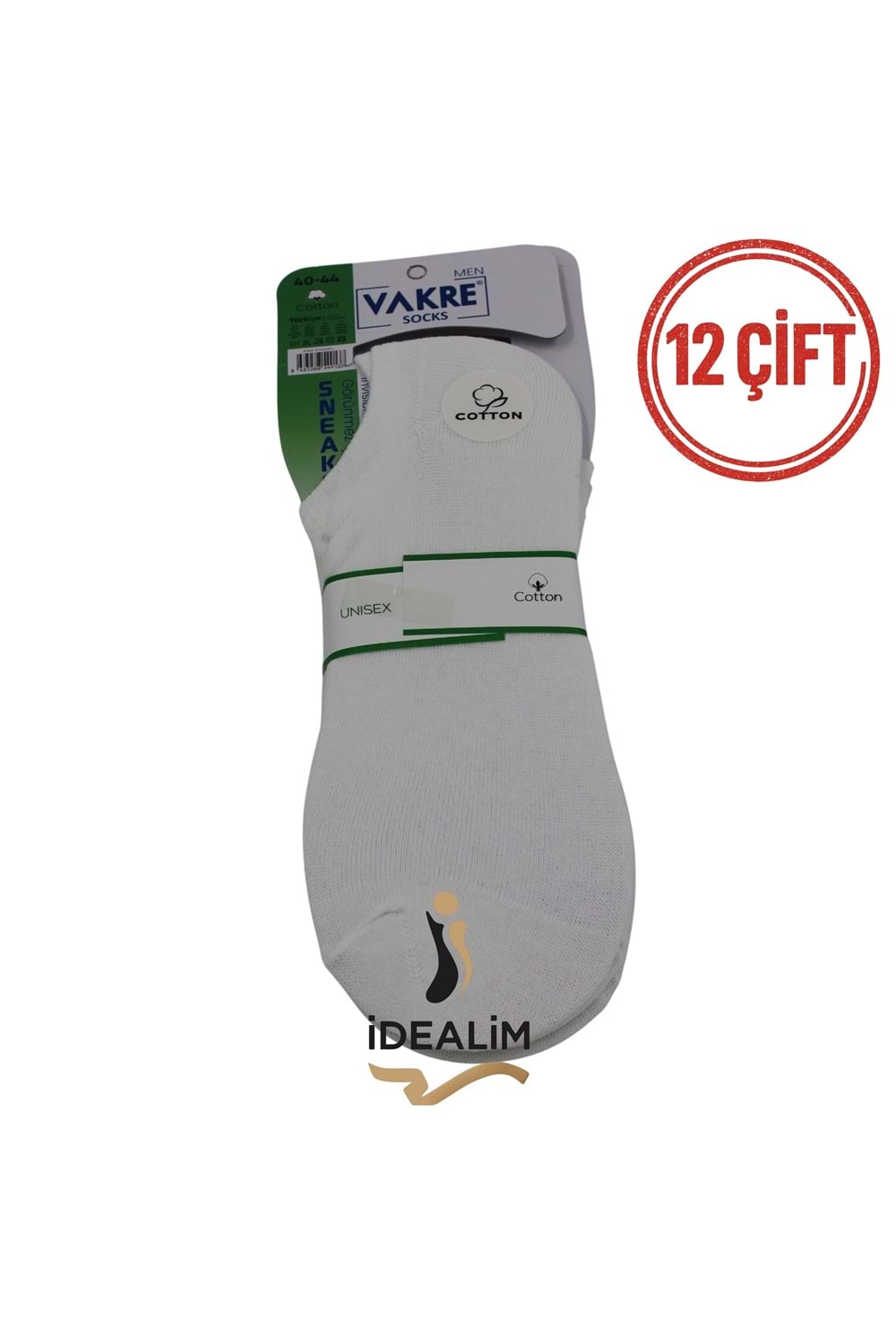 VAKRE 12Lİ ERKEK PENYE SNEAKERS ÇORAP - BEYAZ - 40-44