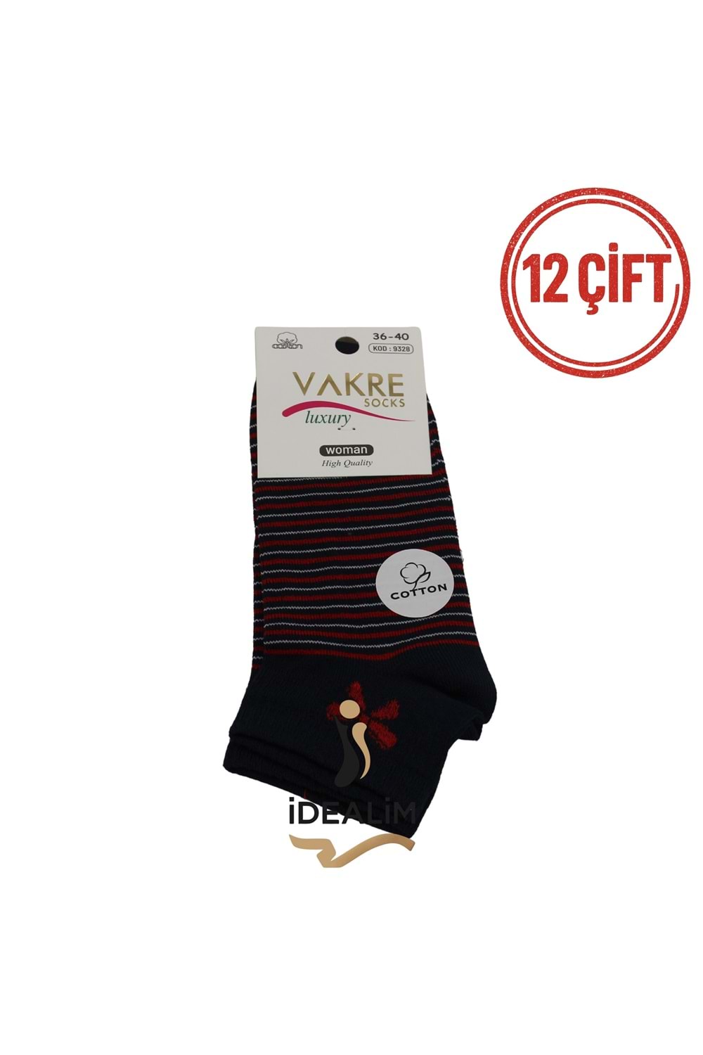 VAKRE 12Lİ BAYAN PENYE PATİK ÇORAP - B-P-KURDALELİ PTK - ASORTİ - 36-40