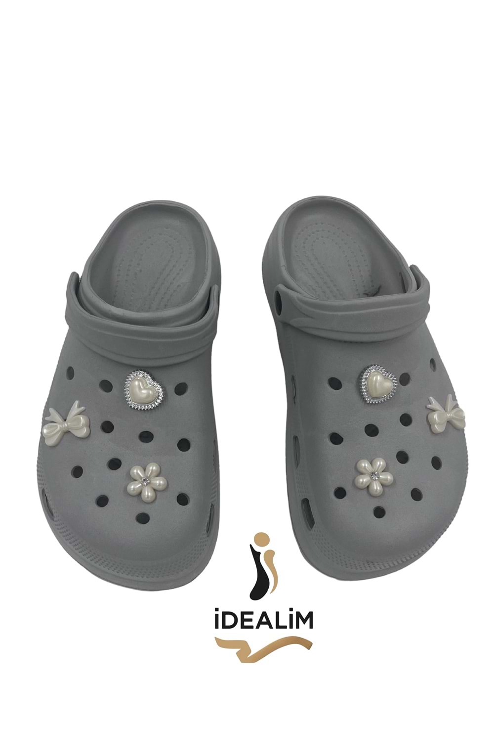 İDEALİM Rahat Tabanlı Yüksek Ölçekli Hastane Aşçı Hemşire Doktor Terliği - 225 İNCİ TAŞLI - AÇIK GRİ - 36