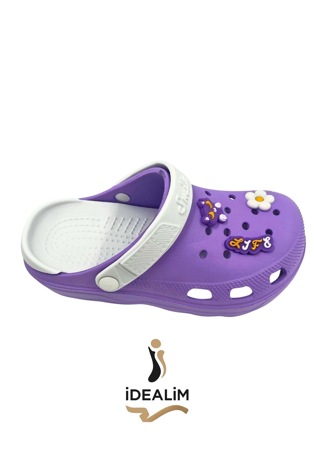 İDEALİM Rahat Tabanlı Yüksek Ölçekli Hastane Aşçı Hemşire Doktor Terliği - 222 FİĞÜRLÜ SÜSLÜ - MOR (BEYAZ) - 40