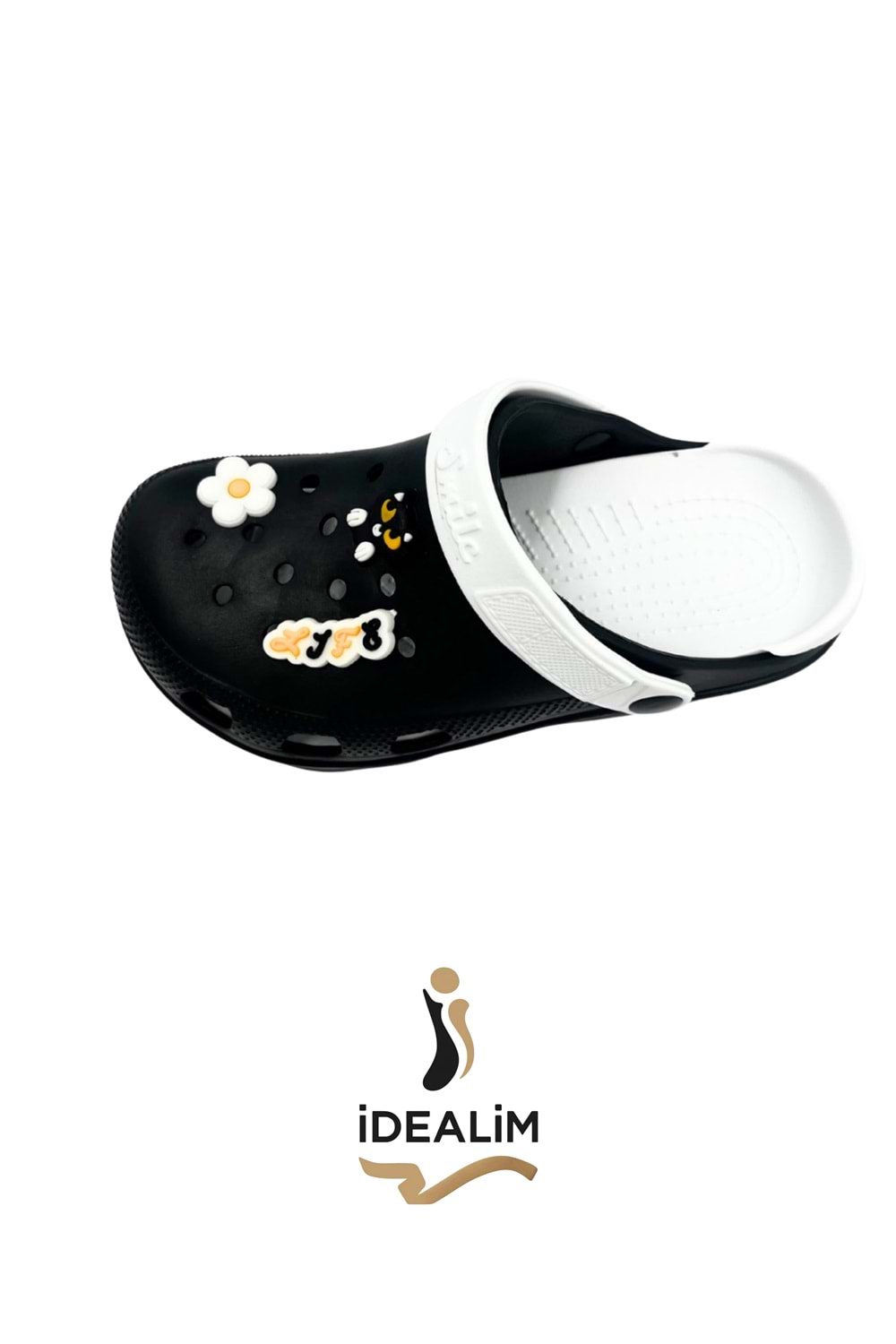 İDEALİM Rahat Tabanlı Yüksek Ölçekli Hastane Aşçı Hemşire Doktor Terliği - 222 FİĞÜRLÜ SÜSLÜ - SİYAH (BEYAZ) - 37