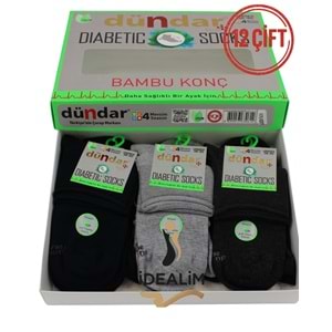 DÜNDAR 12Lİ UNISEX BAMBU KONÇ DİYABETİK - DÜNDAR - BAMBU-DİYABET - K.ASORTİ - 36-40
