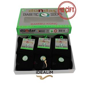 DÜNDAR 12Lİ UNISEX BAMBU KONÇ DİYABETİK - DÜNDAR - BAMBU-DİYABET - SİYAH - 36-40