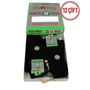 DÜNDAR 12Lİ UNISEX BAMBU DİYABETİK PATİK ÇORAP - DÜNDAR - BAMBU-DİYABET - SİYAH - 36-40