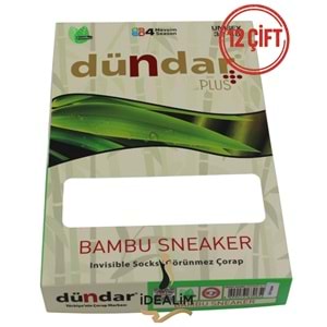 DÜNDAR PLUS 12Lİ UNİSEX SNEAKERS ÇORAP - DÜNDAR - BAMBU - SİYAH - 36-40