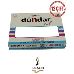 DÜNDAR PLUS 12Lİ COTTON UNISEX SPORTS ÇORAP - DÜNDAR - COTTON - SİYAH - 36-40