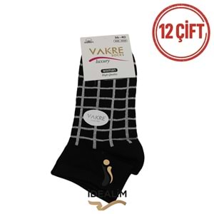 VAKRE 12Lİ BAYAN PENYE PATİK ÇORAP - B-P-KARELİ YILDIZLI PTK - ASORTİ - 36-40