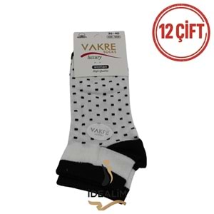 VAKRE 12Lİ BAYAN PENYE PATİK ÇORAP - B-P-KARELİ YILDIZLI PTK - ASORTİ - 36-40