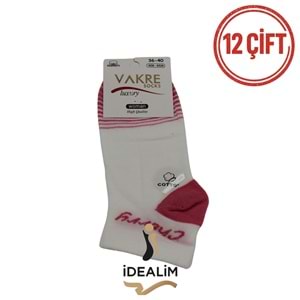VAKRE 12Lİ BAYAN PENYE PATİK ÇORAP - B-P-KİRAZLI PTK - ASORTİ - 36-40
