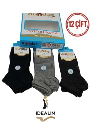 DÜNDAR PLUS 12Lİ ERKEK COTTON PATİK ÇORAP - COTTON - 0300-ASORTİ-40-44