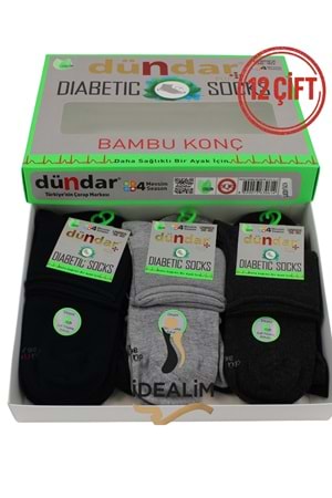 DÜNDAR 12Lİ UNISEX BAMBU KONÇ DİYABETİK - DÜNDAR - BAMBU-DİYABET - K.ASORTİ - 36-40