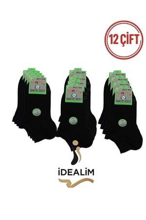 DÜNDAR 12Lİ UNISEX BAMBU DİYABETİK PATİK ÇORAP - DÜNDAR - BAMBU-DİYABET - SİYAH - 36-40