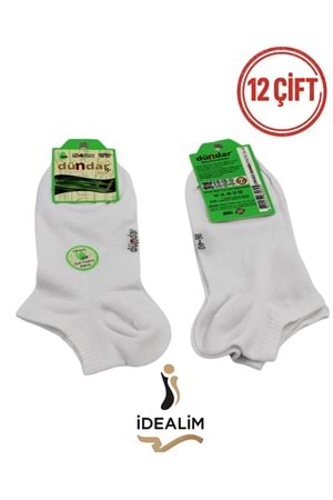 DÜNDAR PLUS 12Lİ UNISEX BAMBU PATİK ÇORAP - BAMBU - BEYAZ - 36-40