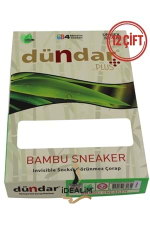 DÜNDAR PLUS 12Lİ UNİSEX SNEAKERS ÇORAP - DÜNDAR - BAMBU - SİYAH - 36-40