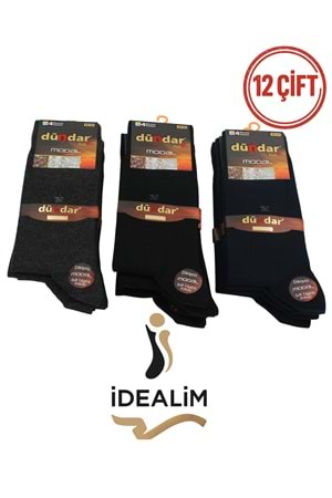 DÜNDAR PLUS 12Lİ ERKEK MODAL LYCRA SOKET ÇORAP - MODAL - ANTRASİT -40-44