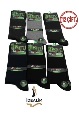 DÜNDAR PLUS 12Lİ ERKEK BAMBU LYCRA SOKET ÇORAP - BAMBU - ASORTİ - 40-44