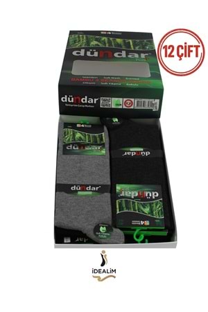 DÜNDAR PLUS 12Lİ ERKEK BAMBU LYCRA SOKET ÇORAP - BAMBU - ASORTİ - 40-44