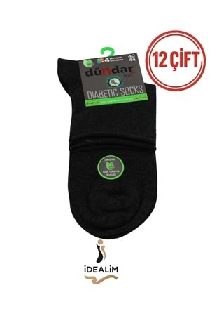 DÜNDAR PLUS 12Lİ ERKEK BAMBU KONÇ PATİK (DİYABETİK) ÇORAP - DÜNDAR - BAMBU - SİYAH - 40-44