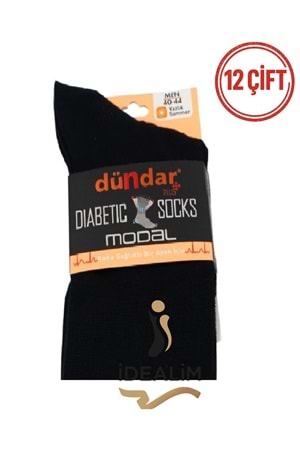 DÜNDAR PLUS 12Lİ MODAL DİYABETİK SOKET - MODAL-DİYABET - SİYAH - 40-44