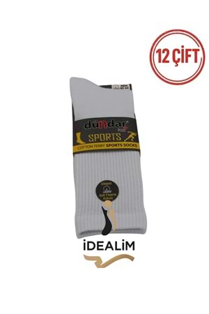 DÜNDAR ERKEK COTTON TABAN HAVLU TENİS ÇORAP - COTTON - BEYAZ - 40-44