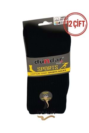 DÜNDAR ERKEK COTTON TABAN HAVLU TENİS ÇORAP - COTTON - SİYAH - 40-44