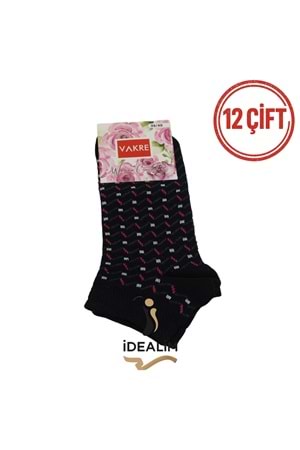 VAKRE 12Lİ ERKEK PATİK ÇORAP - E-P-NOKTA DESEN PTK - ASORTİ - 40-44