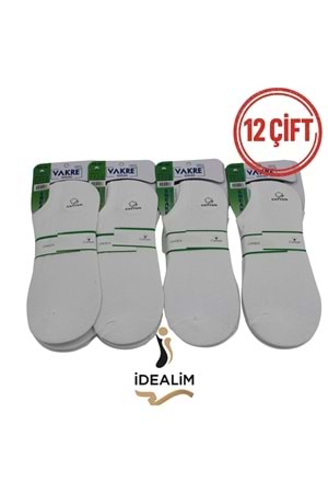 VAKRE 12Lİ ERKEK PENYE SNEAKERS ÇORAP - BEYAZ - 40-44